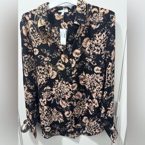 Maurices Black and Peach Floral Blouse